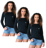 Bahob® 3 Pack Women's Classic-Fit Crewneck , Multipacks Ladies Long Sleeve T-Shirt Top S-XXL
