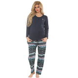 Women's Pyjamas Set Long Sleeve Soft Cotton Printing Pjs Loungewear Nightwear Sleepwear Set with Pockets Ladies Pjs Set S-XXL