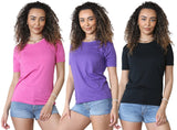 Bahob® 3 Pack Women's Classic-Fit Short-Sleeve Crew neck Plain Cotton T-Shirt S-XXL