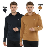 2 Pack Men's Lightweight Jersey Pullover Hoodie Long Sleeve Hooded T-Shirt for Gym & Everyday Wear S-3XL