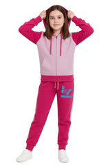 Bahob® Girls Tracksuits Set Top And Bottoms Fleece Zipper Hoodie Contrast Panel Butterfly Print Girl's Sportswear Set Tracksuits Activewear Set 3-14 Years
