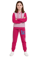 Bahob® Girls Tracksuits Set Top And Bottoms Fleece Zipper Hoodie Contrast Panel Butterfly Print Girl's Sportswear Set Tracksuits Activewear Set 3-14 Years