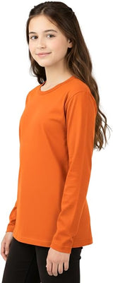 Bahob® Girls Long Sleeve T-Shirt 3 Pack Shirt for Girls Lightweight Soft Comfort Fit Round Neck Tee Shirt 5-14 Years