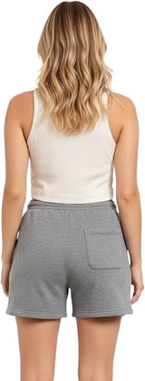 Bahob® 1 & 3 Pack Women's Fleece Short Summer Shorts with Elasticated Waistband 3 Pockets Knee Length Sweat Shorts Jogging Sport Workout Hiking Gym Athletic Running Shorts S-3XL