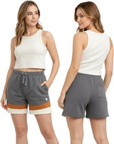 Bahob® 1 & 3 Pack Women's Fleece Short Summer Shorts with Elasticated Waistband 3 Pockets Knee Length Sweat Shorts Jogging Sport Workout Hiking Gym Athletic Running Shorts S-3XL