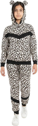 Bahob® 1 Pack Girls Tracksuits Set Cheetah Print Hoodie and Tracksuit Jogging Bottoms Kids Track Suits Activewear Sets for Girls 5-14 Years