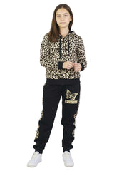 Bahob® Girls Tracksuits Set Top And Bottoms Fleece Zipper Hoodie Contrast Panel Butterfly Print Girl's Sportswear Set Tracksuits Activewear Set 3-14 Years