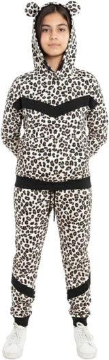 Bahob® 1 Pack Girls Tracksuits Set Cheetah Print Hoodie and Tracksuit Jogging Bottoms Kids Track Suits Activewear Sets for Girls 5-14 Years