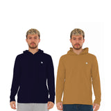 2 Pack Men's Lightweight Jersey Pullover Hoodie Long Sleeve Hooded T-Shirt for Gym & Everyday Wear S-3XL