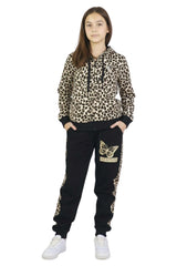 Bahob® Girls Tracksuits Set Top And Bottoms Fleece Zipper Hoodie Contrast Panel Butterfly Print Girl's Sportswear Set Tracksuits Activewear Set 3-14 Years