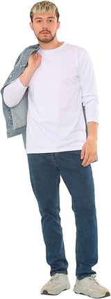 Bahob® 2 Pack Men's Long Sleeve T-Shirt Top Round Neck Full Sleeve T-Shirt Soft Cotton