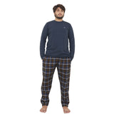 Bahob® Men's Pajamas Sets, Men Pjs Long Sleeve Loungewear Set for Men Check Bottoms Soft Cotton Sleepwear Suits Nightwear Top and Bottom S-3XL