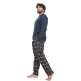 Bahob® Men's Pajamas Sets, Men Pjs Long Sleeve Loungewear Set for Men Check Bottoms Soft Cotton Sleepwear Suits Nightwear Top and Bottom S-3XL