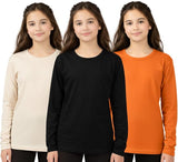 Bahob® Girls Long Sleeve T-Shirt 3 Pack Shirt for Girls Lightweight Soft Comfort Fit Round Neck Tee Shirt 5-14 Years