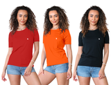 Bahob® 3 Pack Women's Classic-Fit Short-Sleeve Crew neck Plain Cotton T-Shirt S-XXL