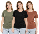 Bahob® 3 Pack Women's Classic-Fit Short-Sleeve Crew neck Plain Cotton T-Shirt S-XXL