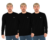 Bahob® 3 Pack Men's Long-Sleeved T-Shirt Round Neck T-Shirts Comfortable Crewneck Neck Tops for Men Soft Cotton S-3XL