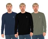 Bahob® 3 Pack Men's Long-Sleeved T-Shirt Round Neck T-Shirts Comfortable Crewneck Neck Tops for Men Soft Cotton S-3XL
