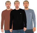 Bahob® 3 Pack Men's Long-Sleeved T-Shirt Round Neck T-Shirts Comfortable Crewneck Neck Tops for Men Soft Cotton S-3XL