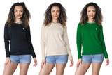 Bahob® 3 Pack Women's Classic-Fit Crewneck , Multipacks Ladies Long Sleeve T-Shirt Top S-XXL