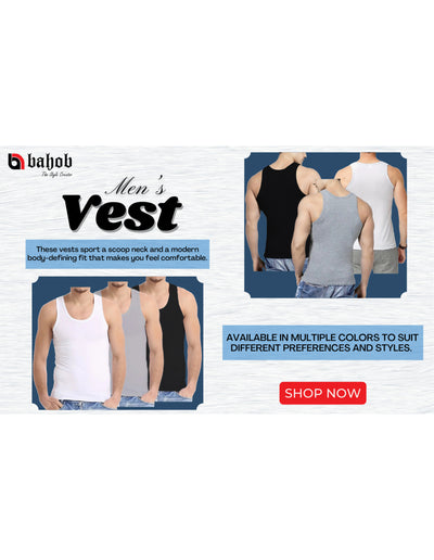 Bahob® New Men's Vest Multi Pack Lot Basic Regular Fitted Cotton Tank Top Athletic Soft Assorted Pack of 3