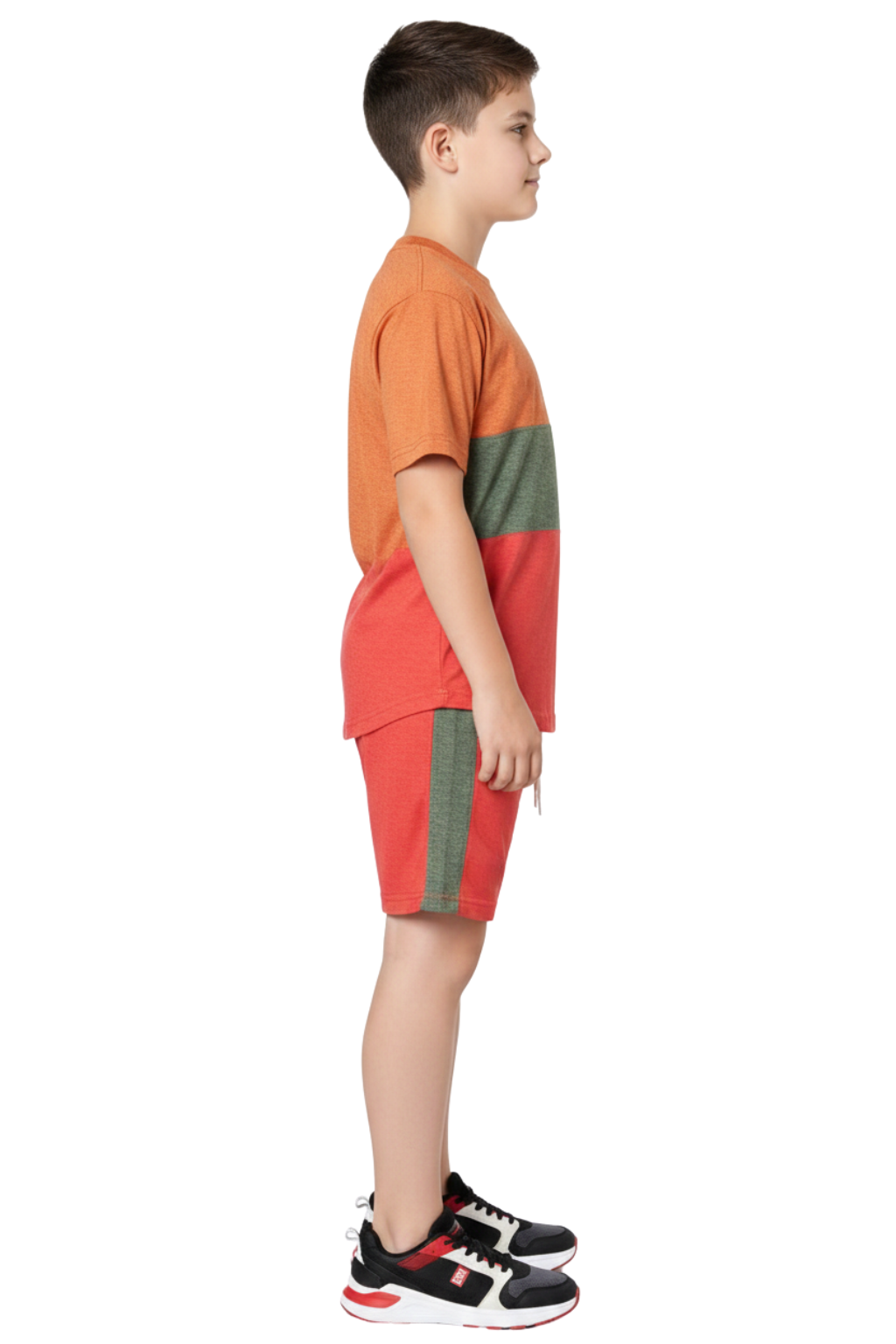 Bahob® Kids Short Set Top & Shorts Set Short Sleeves T Shirt Contrast Kids Short Set Top & Shorts Set Short Sleeves T Shirt Contrast Paneled Sports Summer Two Piece Outfit Set Children 3-14 Years