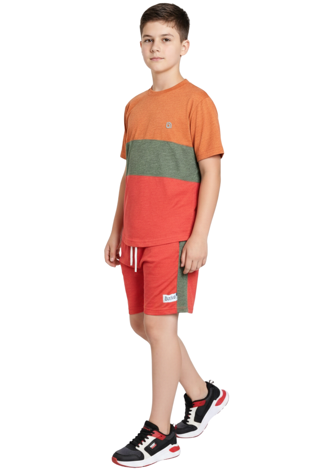 Bahob® Kids Short Set Top & Shorts Set Short Sleeves T Shirt Contrast Kids Short Set Top & Shorts Set Short Sleeves T Shirt Contrast Paneled Sports Summer Two Piece Outfit Set Children 3-14 Years