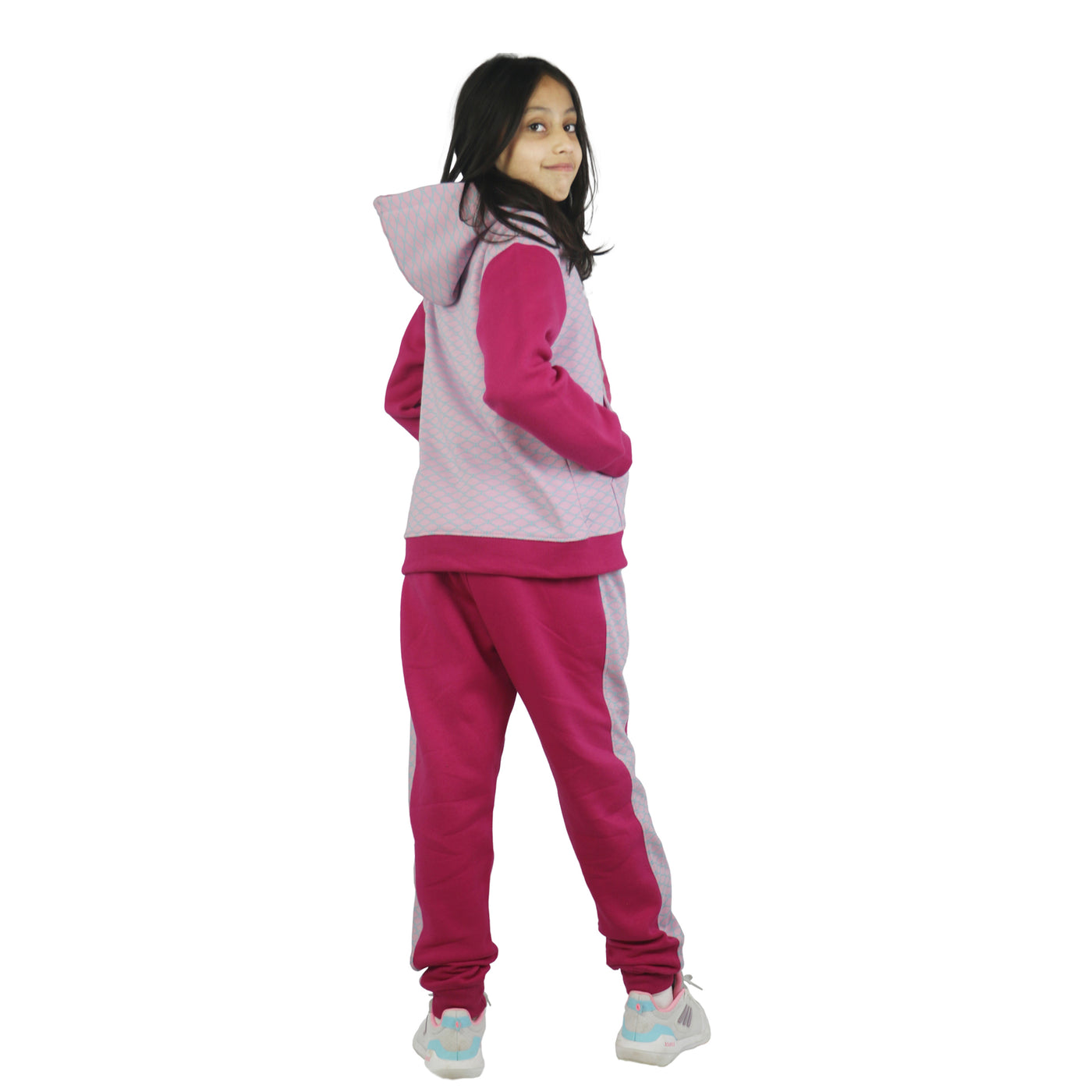 Bahob® Girls Tracksuits Set Top And Bottoms Fleece Zipper Hoodie Contrast Panel Butterfly Print Girl's Sportswear Set Tracksuits Activewear Set 3-14 Years