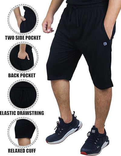 Bahob® Men's Jersey Short with Pockets Cotton Summer Elasticated Waistband Jogging S-3XL