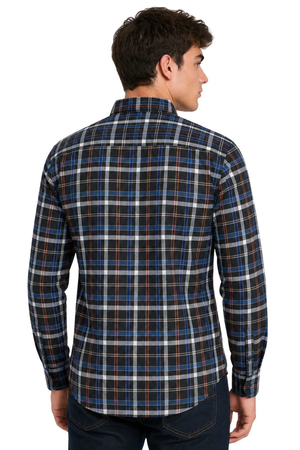 Men's Formal Dress Shirt Checked Long Sleeve Casual Mens Dress Shirt Cotton Button Down Shirts for Men with Pocket S-3XL