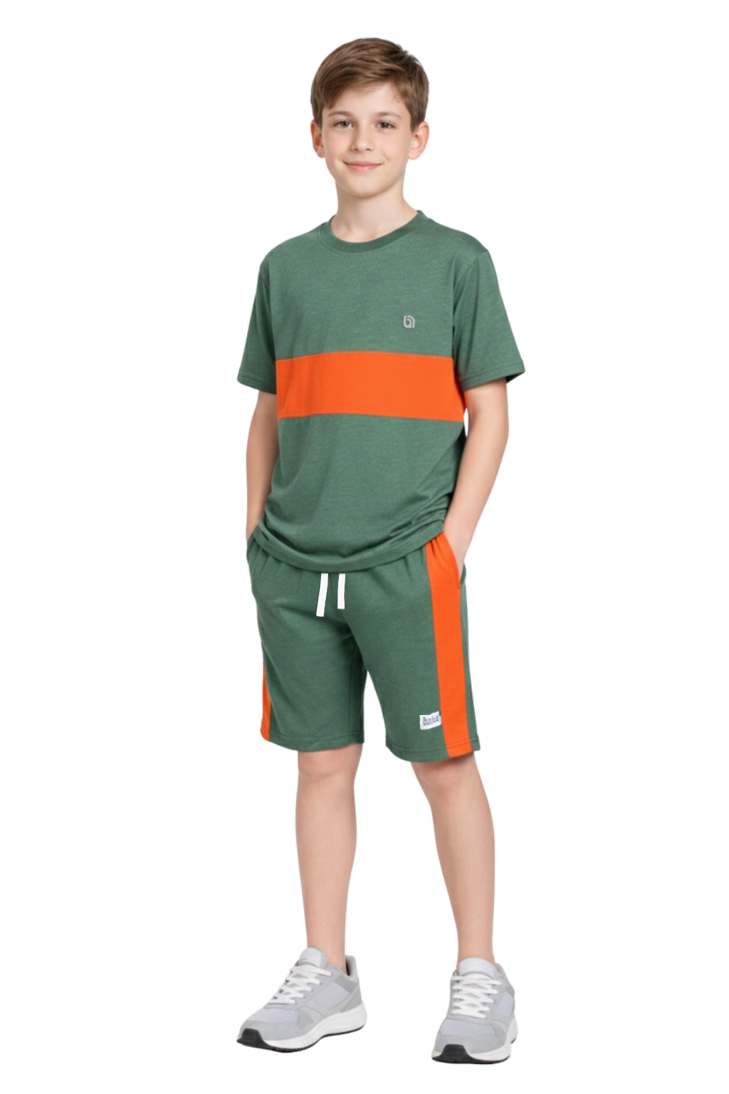 Bahob® Kids Short Set Top & Shorts Set Short Sleeves T Shirt Contrast Kids Short Set Top & Shorts Set Short Sleeves T Shirt Contrast Paneled Sports Summer Two Piece Outfit Set Children 3-14 Years