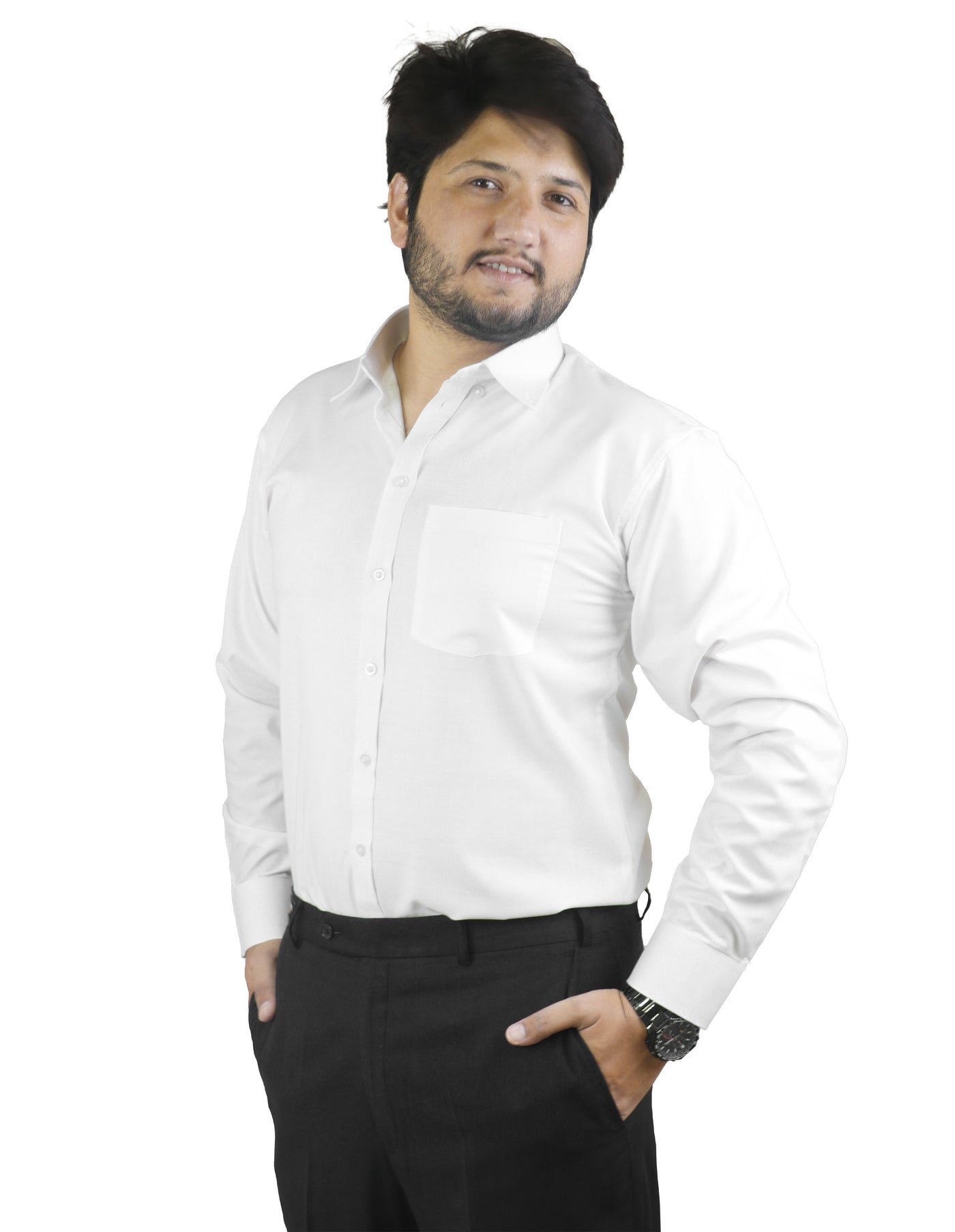 Bahob® Men's Formal Dress Shirt Long Sleeve Mens Dress Shirt 100% Cotton Plain Business Wedding Work Causal Button Down Shirts for Men with Pocket S-3XL