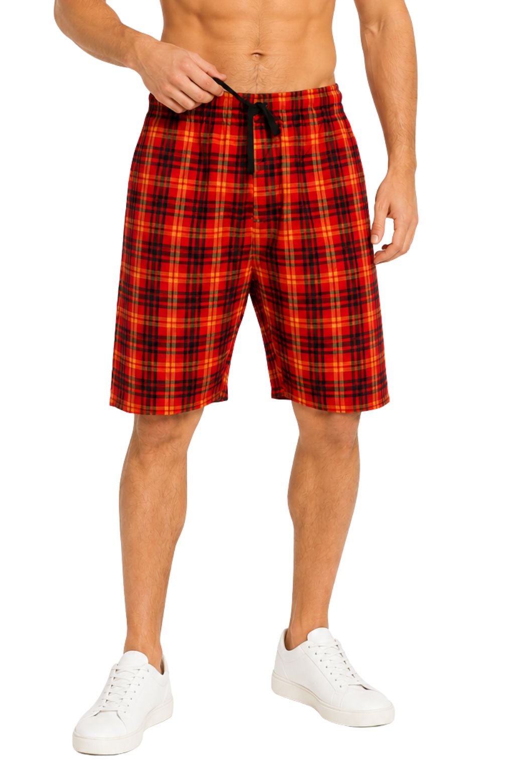 2 Pack Men's Cotton Pyjamas Lounge Shorts Bottoms Check Woven Checked Pyjama Bottoms S-3XL