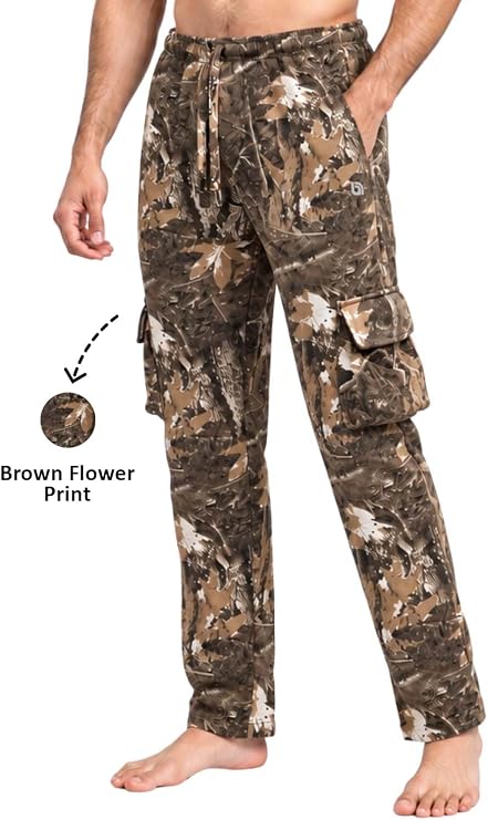 Bahob® Men's Cargo Trouser Fleece Sweatpants with Open Hem Multi Pocket Jogging Bottoms S-3XL