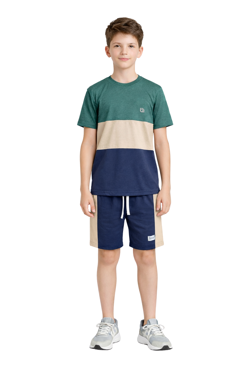 Bahob® Kids Short Set Top & Shorts Set Short Sleeves T Shirt Contrast Kids Short Set Top & Shorts Set Short Sleeves T Shirt Contrast Paneled Sports Summer Two Piece Outfit Set Children 3-14 Years