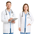 White Medical Coat Long Sleeved Unisex Lab Coat for Men and Women Doctors S-XXL