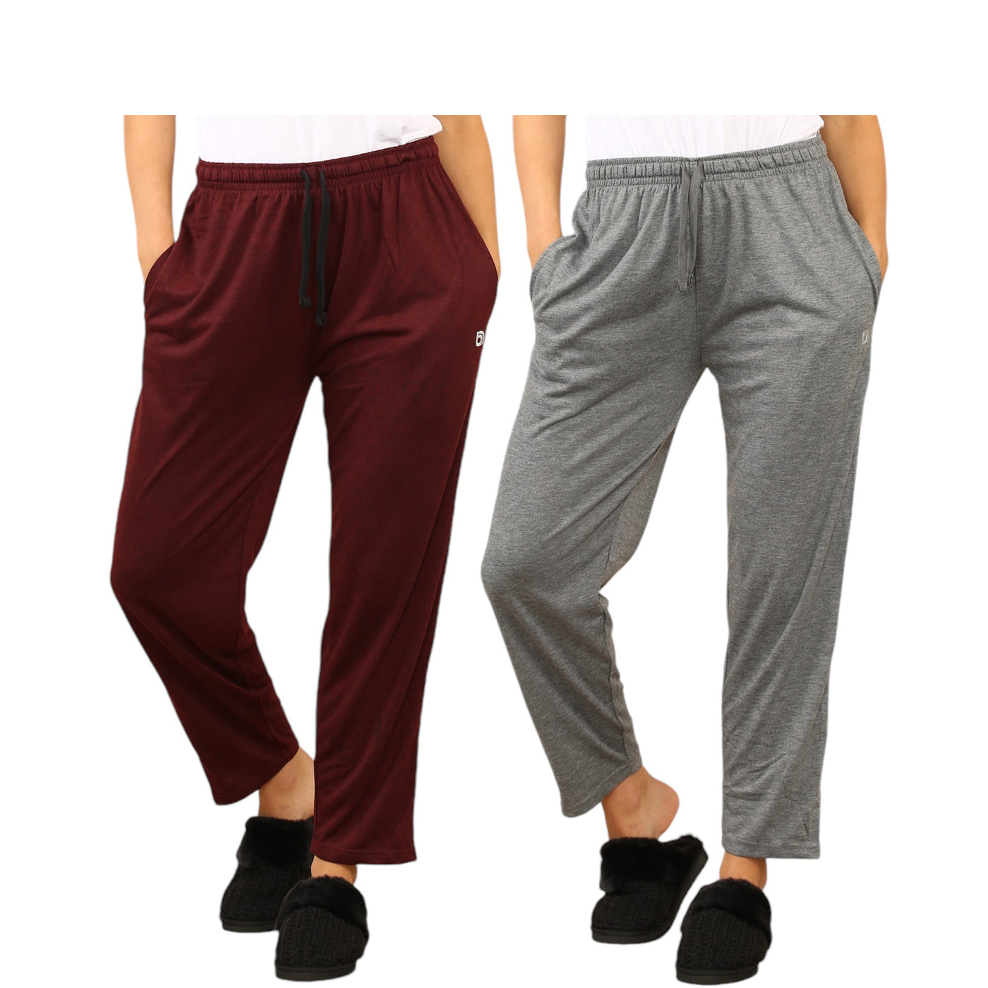 Bahob® 2 Pack Women's Pyjama Bottoms Womens Pants Soft Lounge Pants Sleep Pajama Bottoms with Pocket Women's Sleepwear Trousers S-XXL