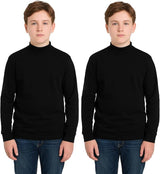 2 PK Kids Boys Polo High Neck Long Sleeve Turtleneck Jumper Cotton Rib 5-14 Year