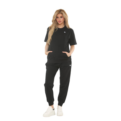 Women’s Sportswear Set, 2 Piece Women Track Suit Short Sleeve and Jogger Pants with Pockets Terry Fleece Ladies Tracksuits Activewear Gym Wear Set XS-XL