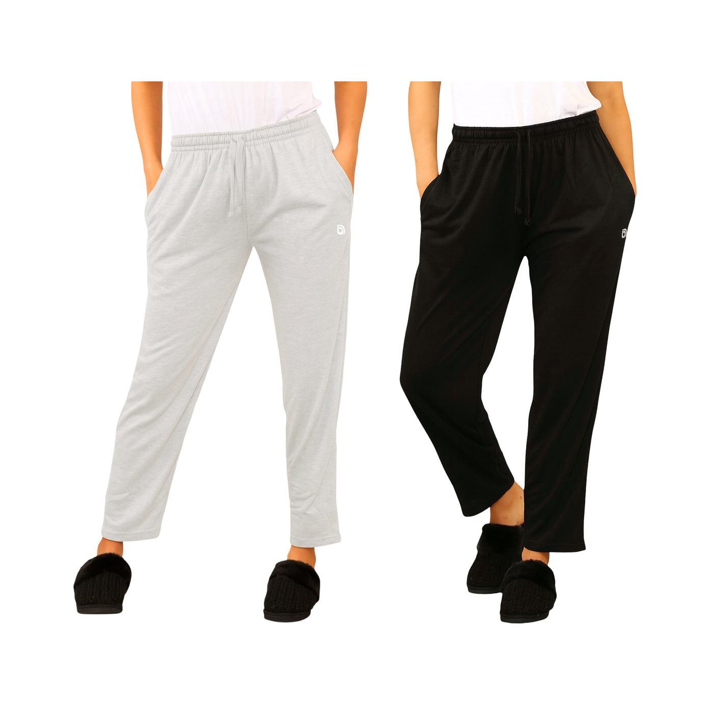 Bahob® 2 Pack Women's Pyjama Bottoms Womens Pants Soft Lounge Pants Sleep Pajama Bottoms with Pocket Women's Sleepwear Trousers S-XXL