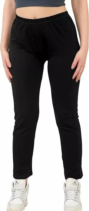 Bahob 2 Pack Girl’s Leggings Plain Pants for Kids Full Length Skin Tight, Stretch Fit Cotton Legging 5-14 Years