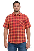 Men's Formal Dress Shirt Checked Short Sleeve Casual Mens Dress Shirt Cotton Button Down Shirts for Men with Pocket S-3XL