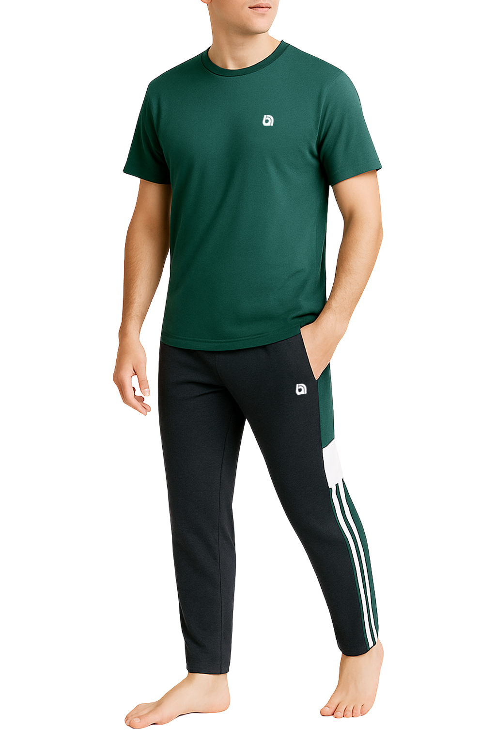 Bahob® Men's Pajamas Sets, Plain Short Sleeve Top and Bottoms Loungewear Set Soft Cotton Sleepwear Suits Nightwear For Mens S to 3XL