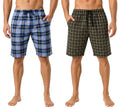 2 Pack Men's Cotton Pyjamas Lounge Shorts Bottoms Check Woven Checked Pyjama Bottoms S-3XL