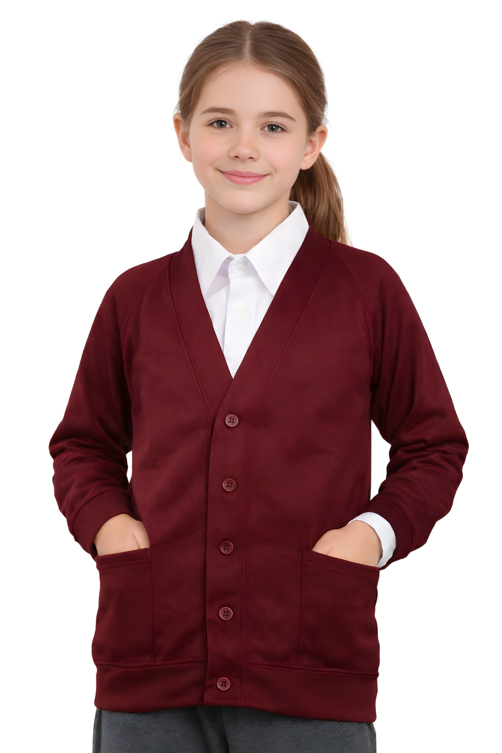 Bahob® 2 Pack Girls School Cardigan Fleece Sweatshirt Uniform School wear Shirts Crew Long Sleeve Top Pullover Jumper Round/V- Neck Age 5-14