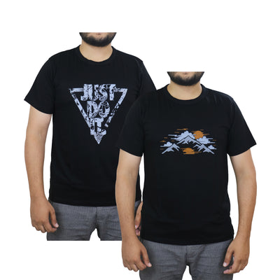 Bahob® 2 Pack Men's T-Shirts Short Sleeve Printed T Shirts for Men Round Neck Cotton Tops Shirt S-3XL