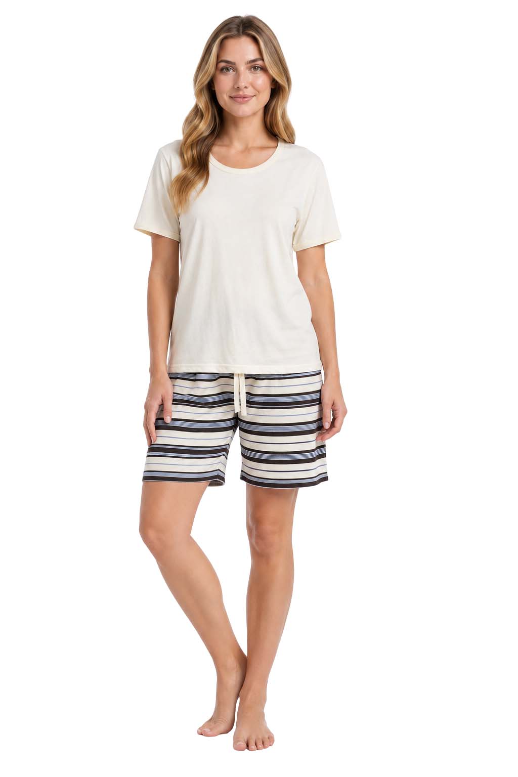 Women's Pajama's Sets with Shorts Ladies Pajama's Cotton Short Sleeve Soft 2 Pieces Pjs Set Summer Loungewear Sleepwear Nightwear for Women S-XXL