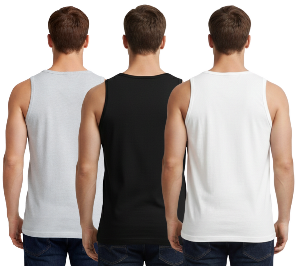 Bahob® New Men's Vest Multi Pack Lot Basic Regular Fitted Cotton Tank Top Athletic Soft Assorted Pack of 3