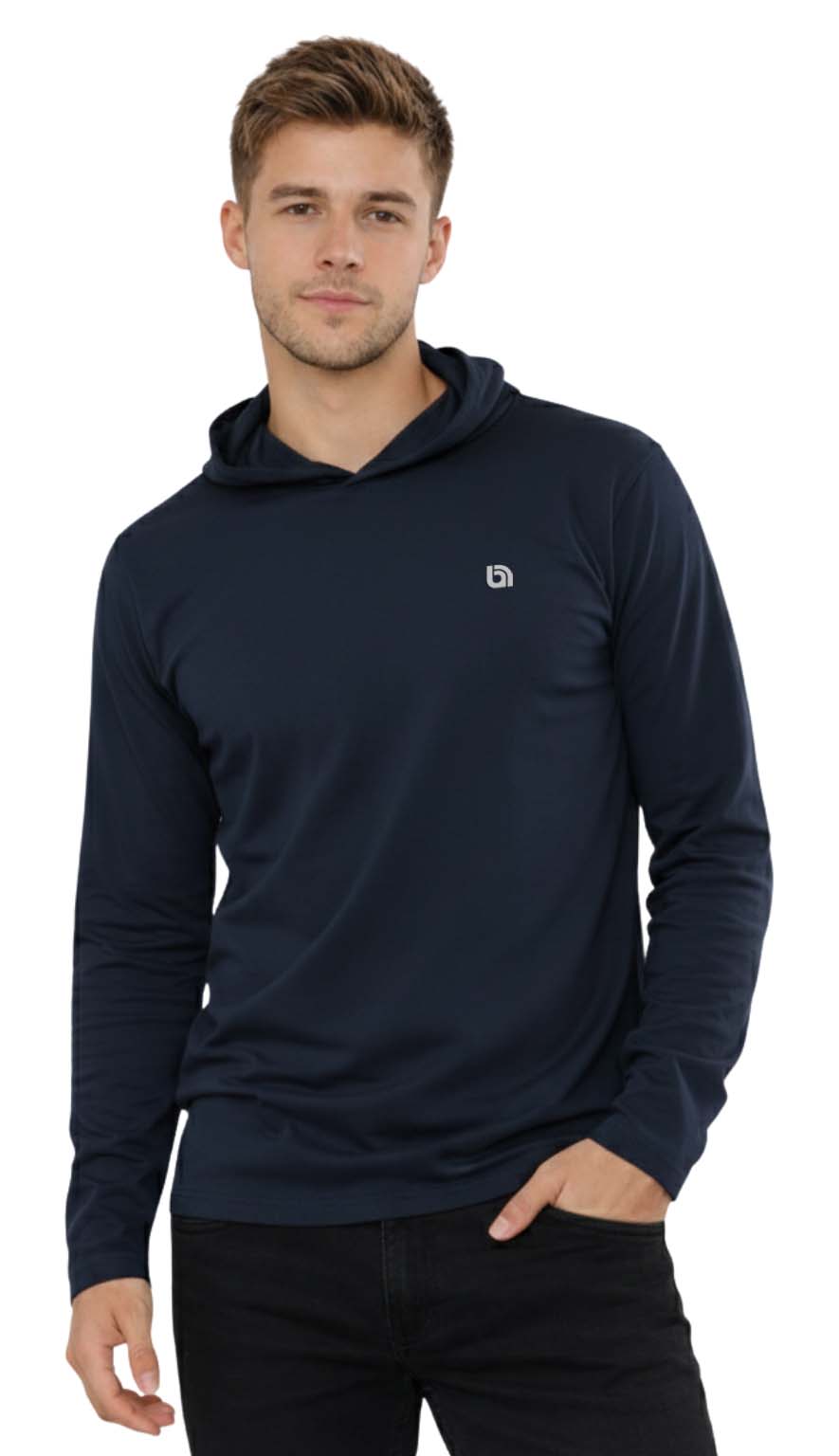 Men's Lightweight Jersey Pullover Hoodie Long Sleeve Hooded T-Shirt for Gym & Everyday Wear S-3XL