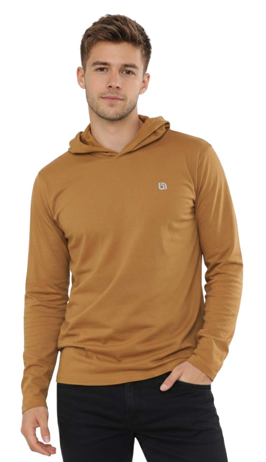 Men's Lightweight Jersey Pullover Hoodie Long Sleeve Hooded T-Shirt for Gym & Everyday Wear S-3XL